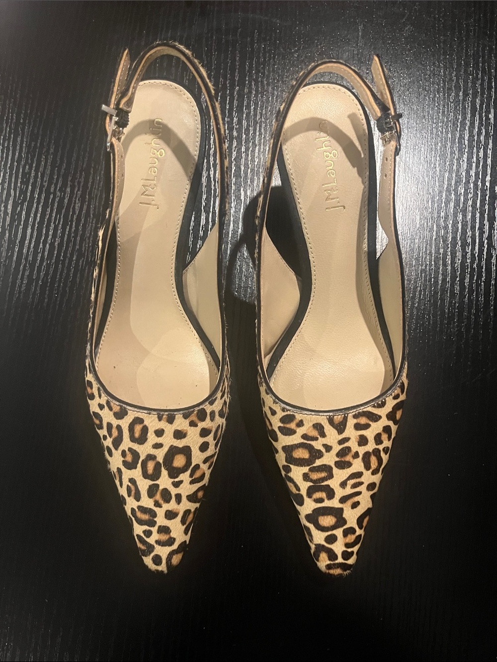 J.Mclaughhlin Leopard-Print Pointed Slingback Flats - Tan/Black